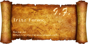 Iritz Ferenc névjegykártya